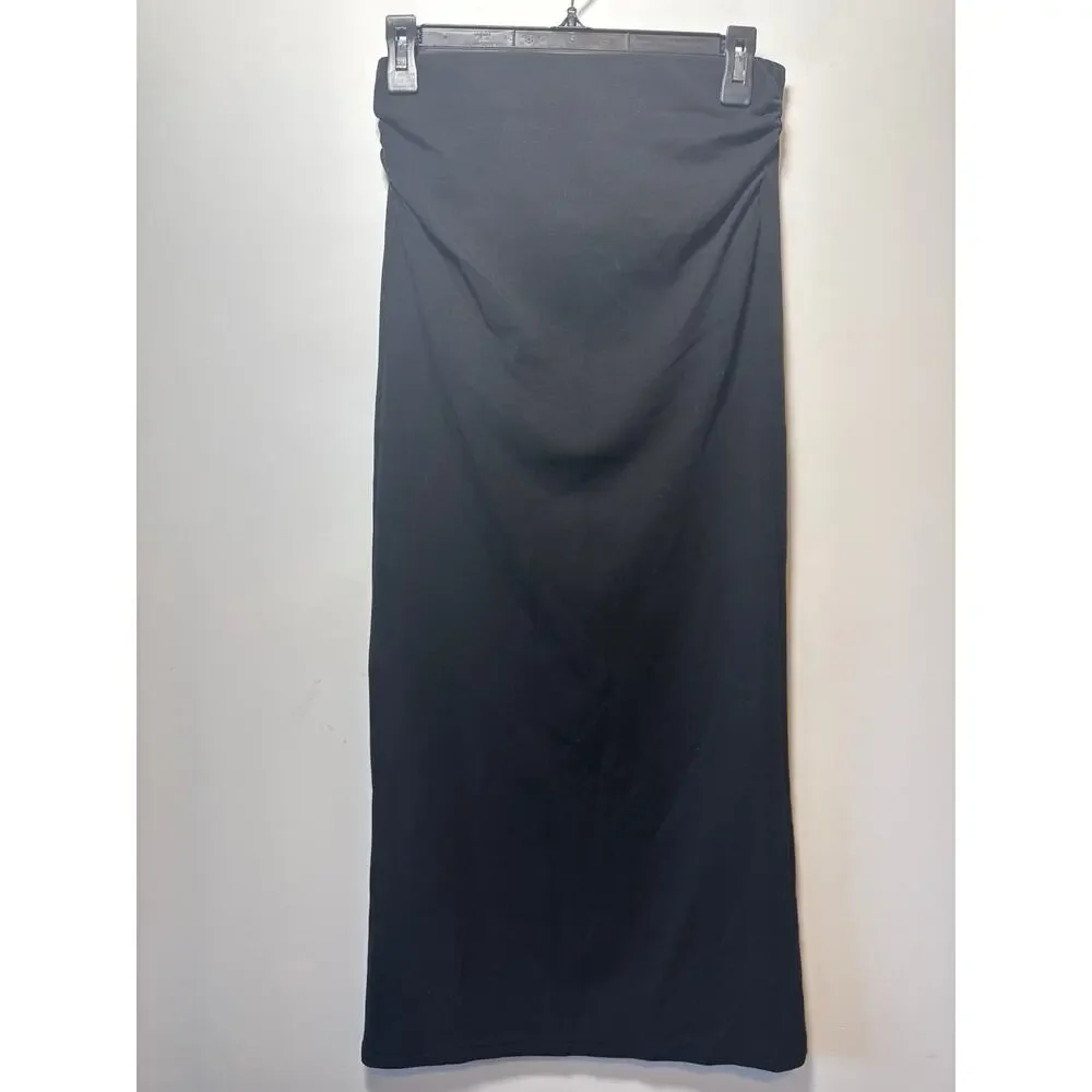 Brand New OGL Women's Size Small Black Max Warm Ruched Side Pencil Maxi Skirt - Picture 7 of 9